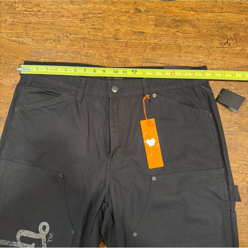 Von Dutch Black Logo Eye Patch Workwear Double Knee Carpenter Pants Men's 38x32 - Picture 8 of 10